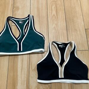 Beach Riot Sports Bras in Green and Black